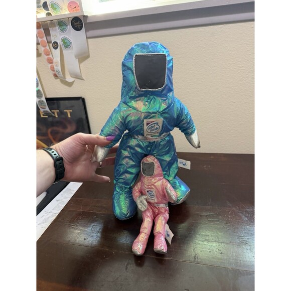 Vintage 1997 Intel Inside Plush Astronaut Set Or 2 Blue & Pink Stuffed Toys
